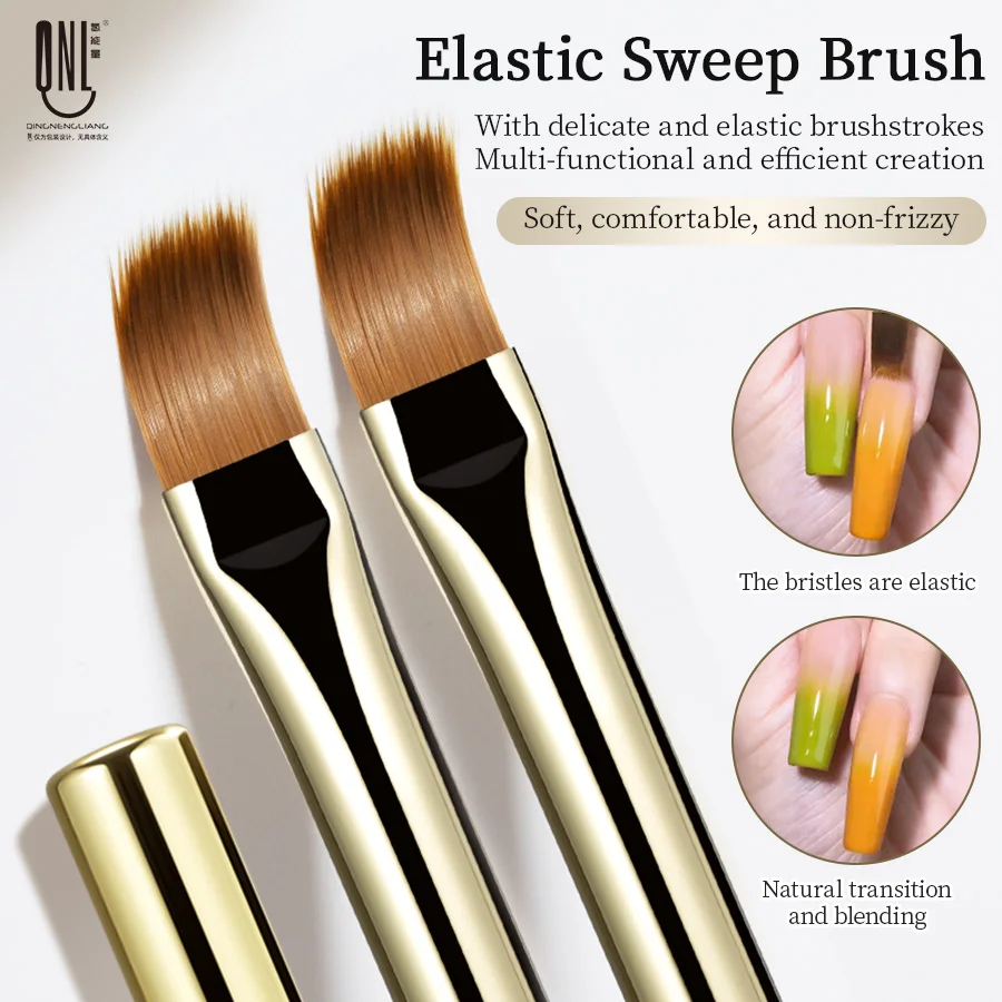 QNL 1/2/3pcs Nail Art Brushes Elastic Sweep Brush Gradient Nail Art Drawing Painting Pen with Lid Nail Tool Manicure Accessories