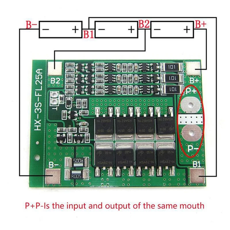 3 Strings Of 12V 25A 18650 Lithium Ion Battery Protection 11.1V Protection Circuit With Balanced Lithium Plate