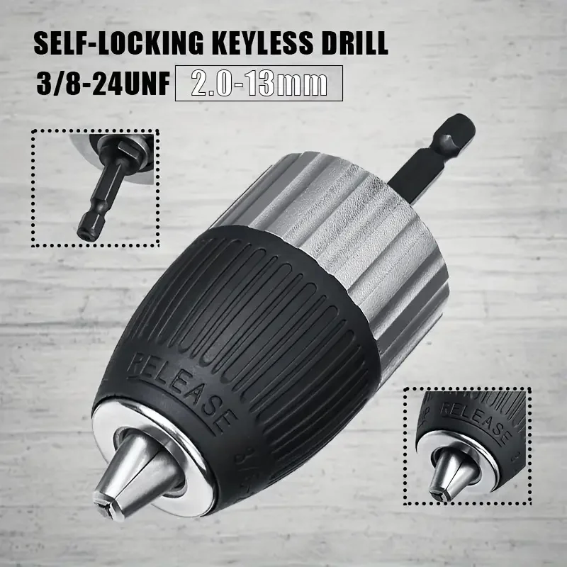 Keyless Self-locking Drill Chuck Adapter 213 mm 824unf Hex Shank Liberação Rápida Impacto Pronto Ferramentas Driver Elétrico