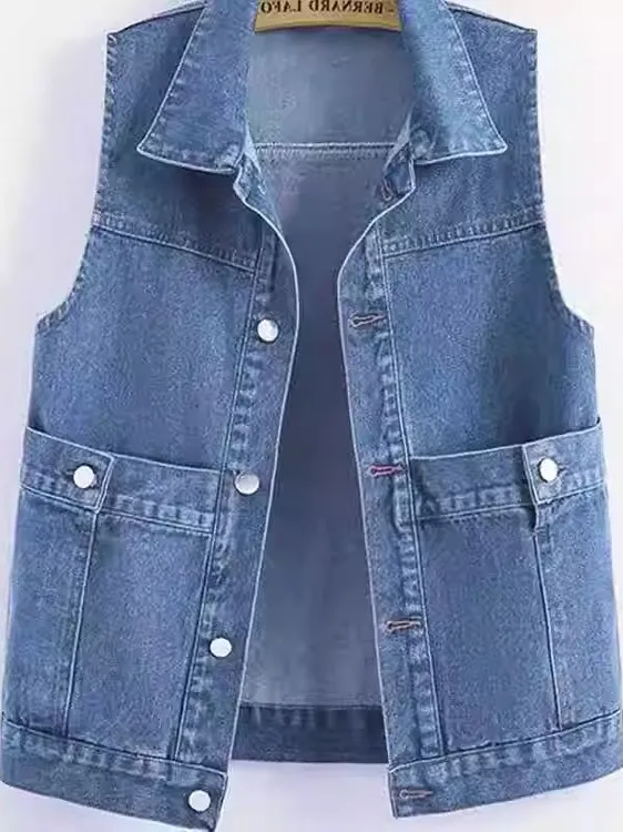 

Свободный повседневный джинсовый жилет с большими кетми, модный дизайн с плечами, весенний комплект для поездок на работу, боди, подходит на одной пуговице...
