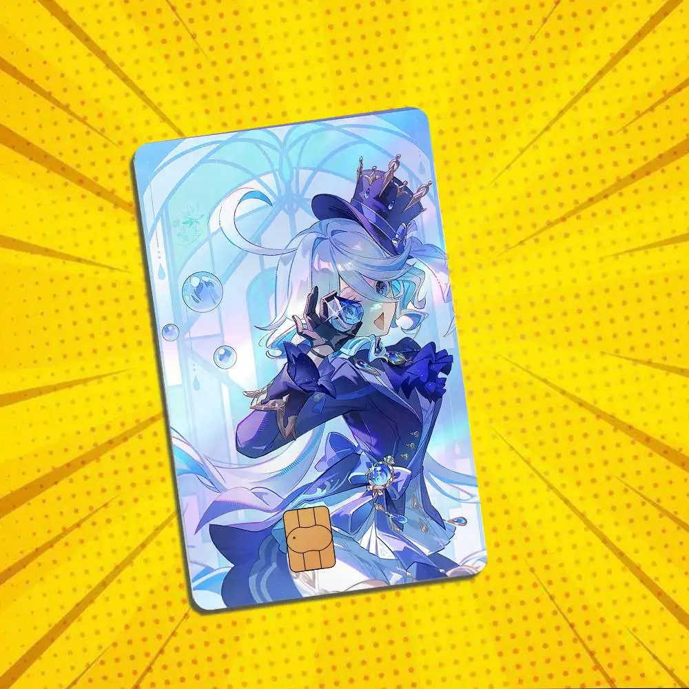 Furina Arlecchino Genshin Impact Laser-like texture Card Stickers Credit Visa Debit Bank Charge Card Bus Metro Sticker