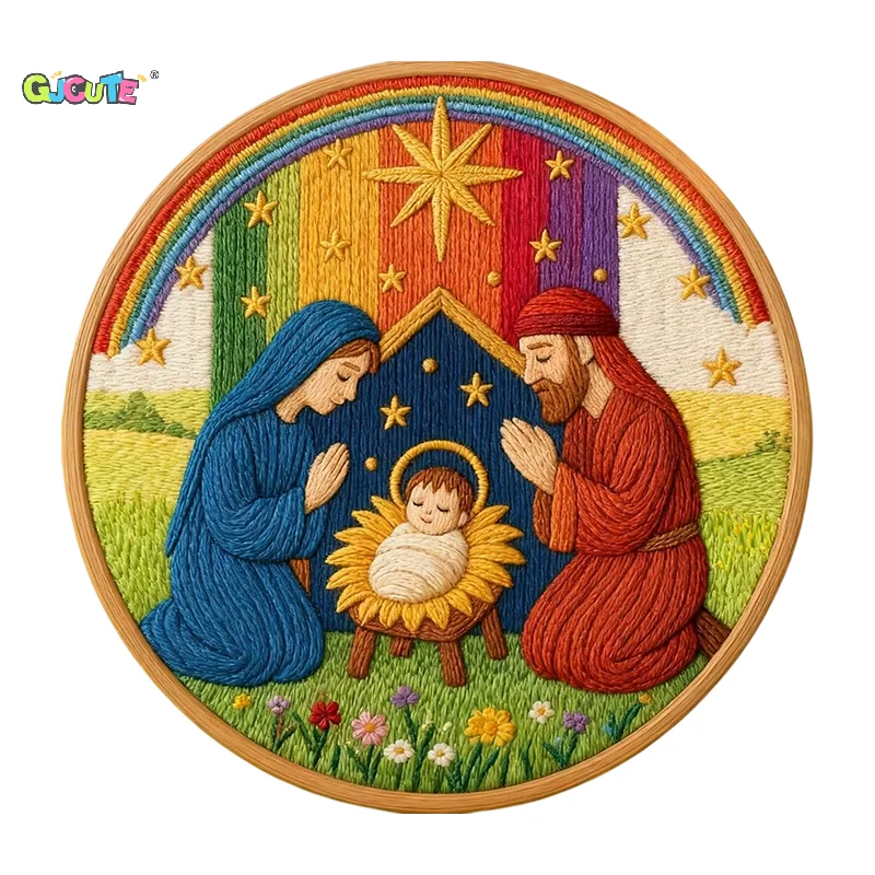 

Набор для вышивания Рождества «сделай сам», Стич Святая история, Рождество, набор кукол для вышивания «сделай сам», полный набор для рождественской сцены