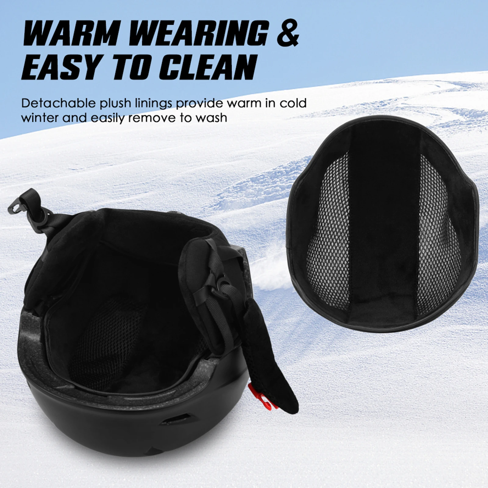 Snowboard Helmet with Detachable Earmuff Men Women Safety Skiing Helmet with Goggle Fixed Strap Skiing Snow Sports Helmet