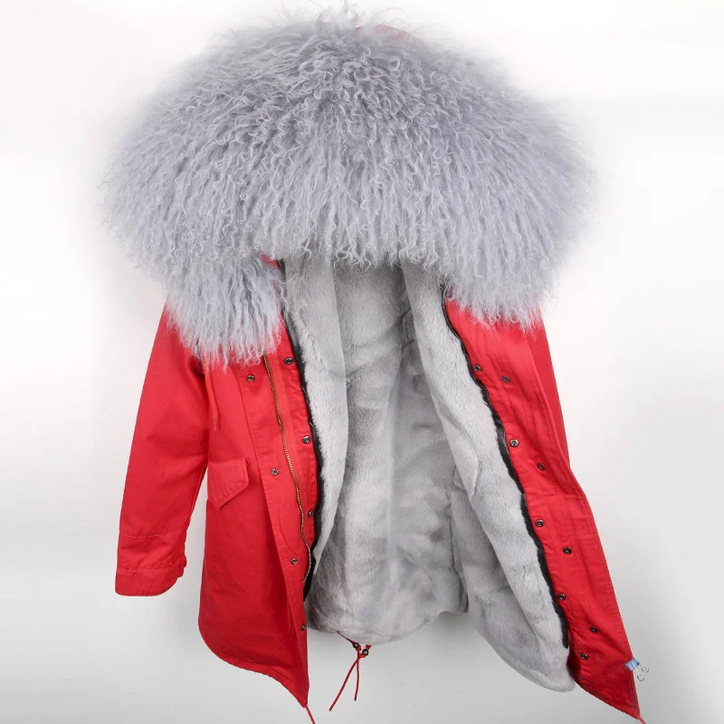 Coat Long Fur New Arrival 2023 Fashion Women's Luxurious Lamb Fur Parka Mongolia Sheep Fur Hooded Coat Outwear Winter Jacket