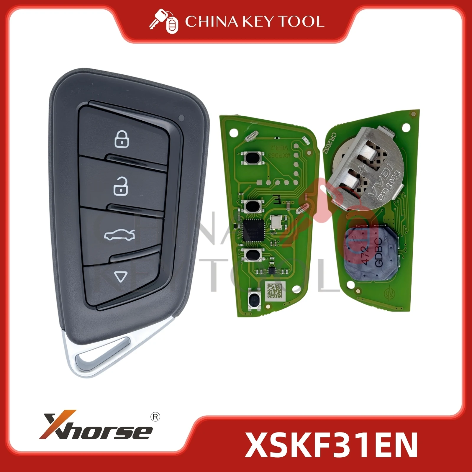 Xhorse 2nd Generation Knife Style Smart 4 Button Remote Key, XSKF31EN Universal Car Smart Key Fob