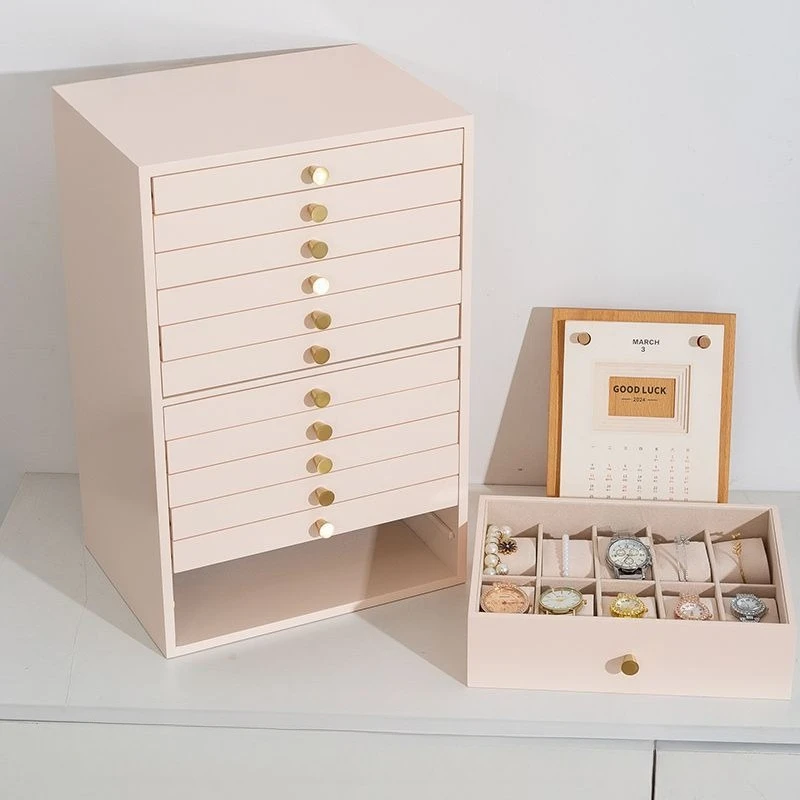 Wooden Jewelry Box Necklace Bracelet Earrings Storage Boxes Multi Layer Minimalist Partition Display Case Large Capacity Boxes