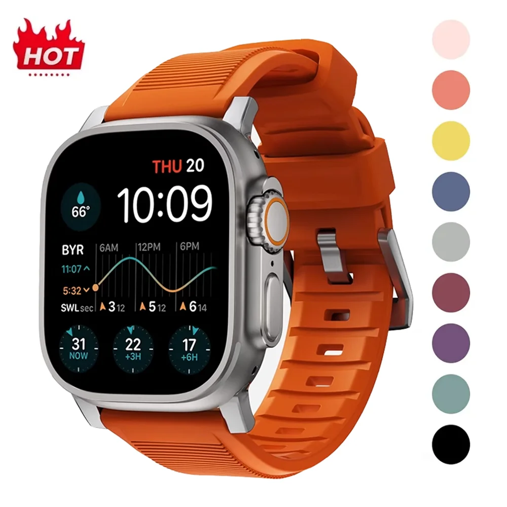 

Soft Silicone Strap for Apple Watch Band Ultra 2 49mm 45mm 40mm 44mm 42mm 46mm 41mm Sport Bracelet IWatch Series 10 9 8 7 SE 6 5