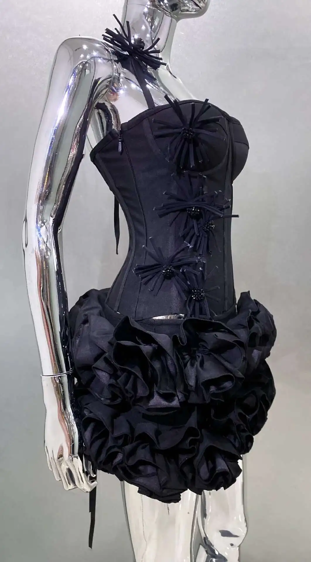 LEOSOXS Womens Floral Dress Two-Piece Set Sexy Halter Neck Floral Black Red Tight Corset Top+Mini Skirt Tie Suit Celebrity Party - AliExpress 200000345 LEOSOXS Womens Floral Dress Two-Piece Set Sexy Halter Neck Floral Black Red Tight Corset Top+Mini Skirt Tie Suit Celebrity Party - AliExpress 200000345