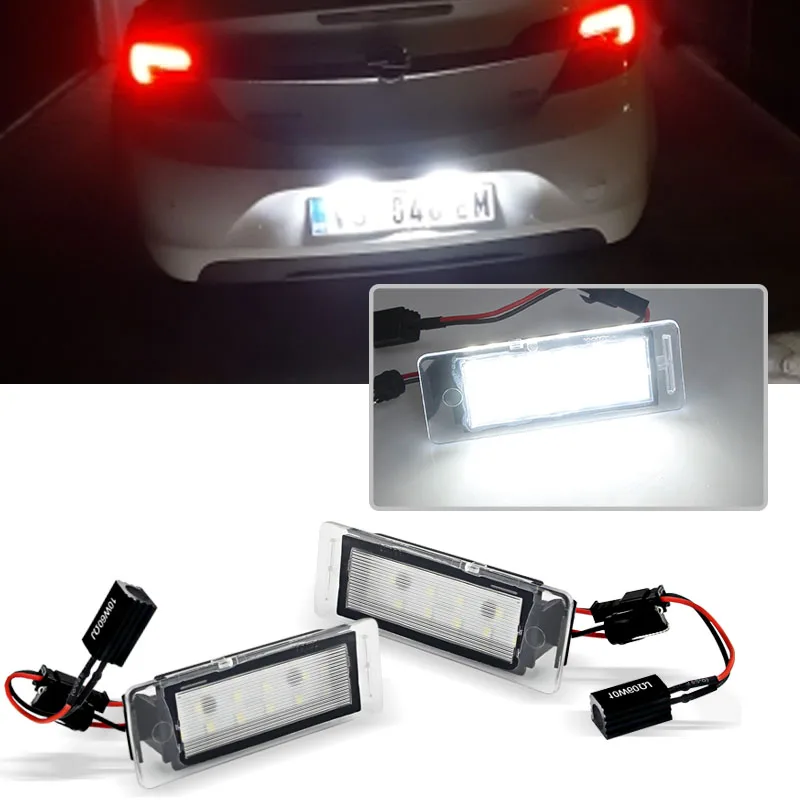 2Pcs White LED License Number Lamps Plate Lights for Opel Mokka Cadillac ATS Chevrolet Corvette Buick Encore GMC Acadia Terrain