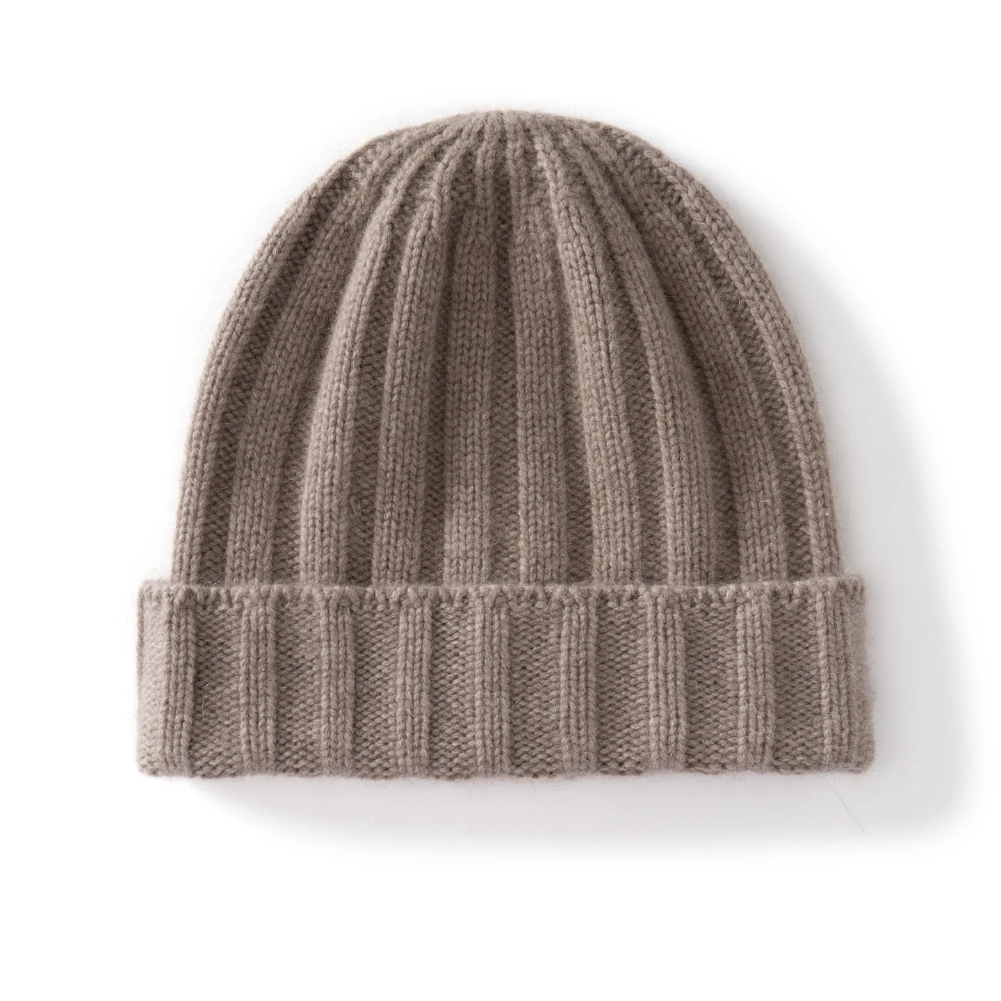 KOIJINSKY 35% Cashmere Blend Beanie Hat Women Vertical Ribbed Knit Fold Over Cuff Warm Winter Classic Solid Knitted Cap Daily We