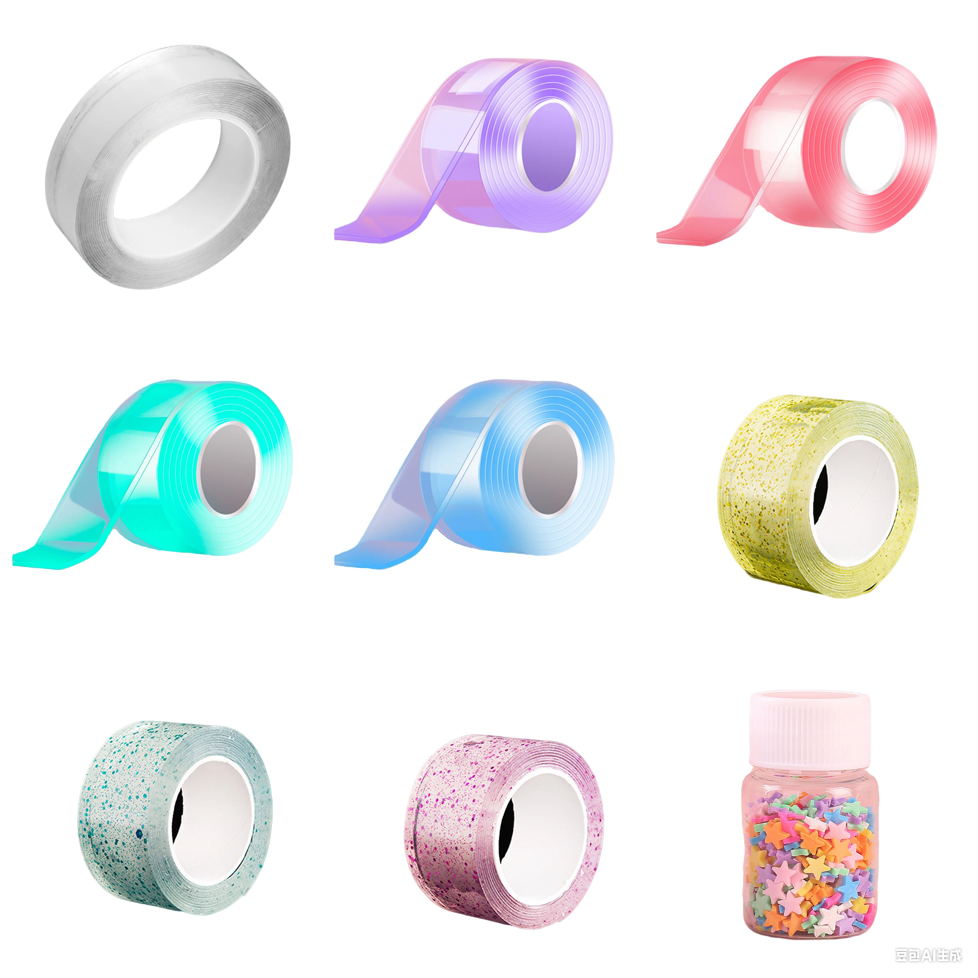 DIY Blow Bubble Nano Tape  PET Nano Glue Knead Music Double-Sided Tape Decompression Toy Stickers Gifts