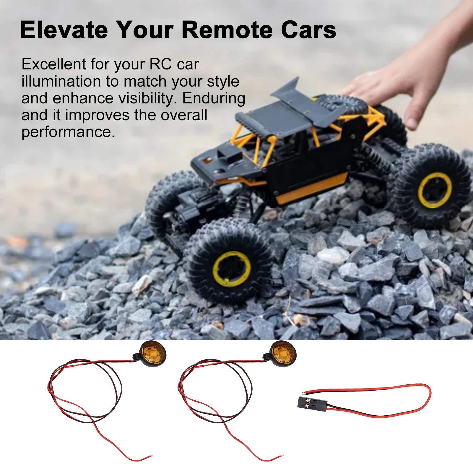 

Adjustable LED Car Model Lights Remote Control Cars Spotlights with Adjustable Metal Mounts Round LED RC Car Lights