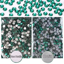 QIAO Green Zircon Rhinestones Accessories Glitter Crystal Flatback Strass Gems For DIY Nail Art Garment Rhinestones Decorations