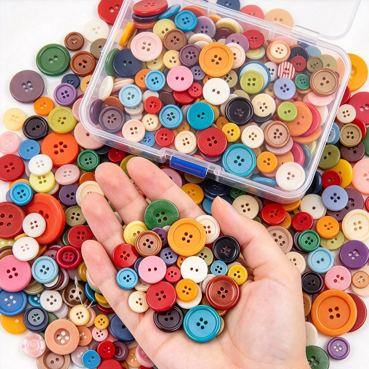 105/205Pcs 0.7-2.5cm Colorful Round Plastic Buttons Assorted Mixed Sizes Bulk Set for DIY Crafts Knitting Clothing ZSY