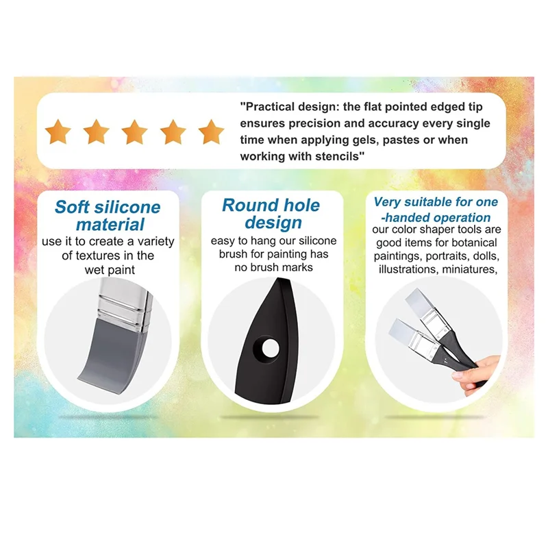 

VEHO-2 Pieces Silicone Painting Brush Color Shaper Tool Flat Flexible Acrylic Brush Art Tools Paint Brushes (1 Inch Wide)