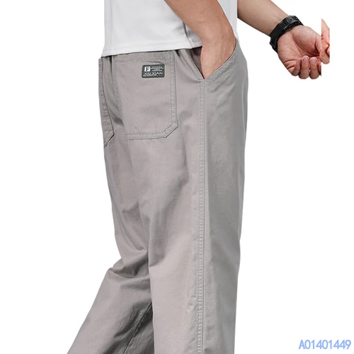Imagen 2 del producto Pantalones informales de talla grande para hombre, pantalones de algodón de ajuste relajado, pantalones de chándal con cordón de cintura elástica, pantalones para correr para hombre, verano y primavera