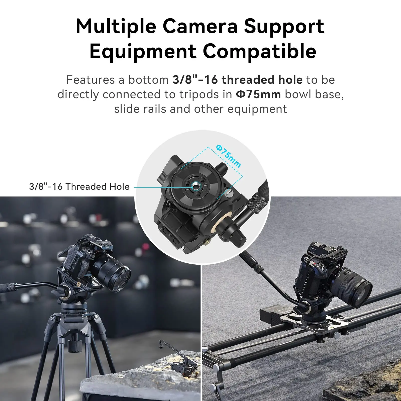 SmallRig Fluid Video Head with Plate and Flat Base, Universal Bubble Level Tripod Fluid Head with Gimbal Plate for DJI RS Series