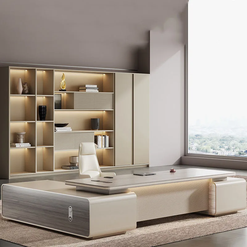 Design Reception Office Desk Wooden Modern Computer Decoration Luxury Office Desk Shelves Aesthetic Tavolo Trendy Furniture
