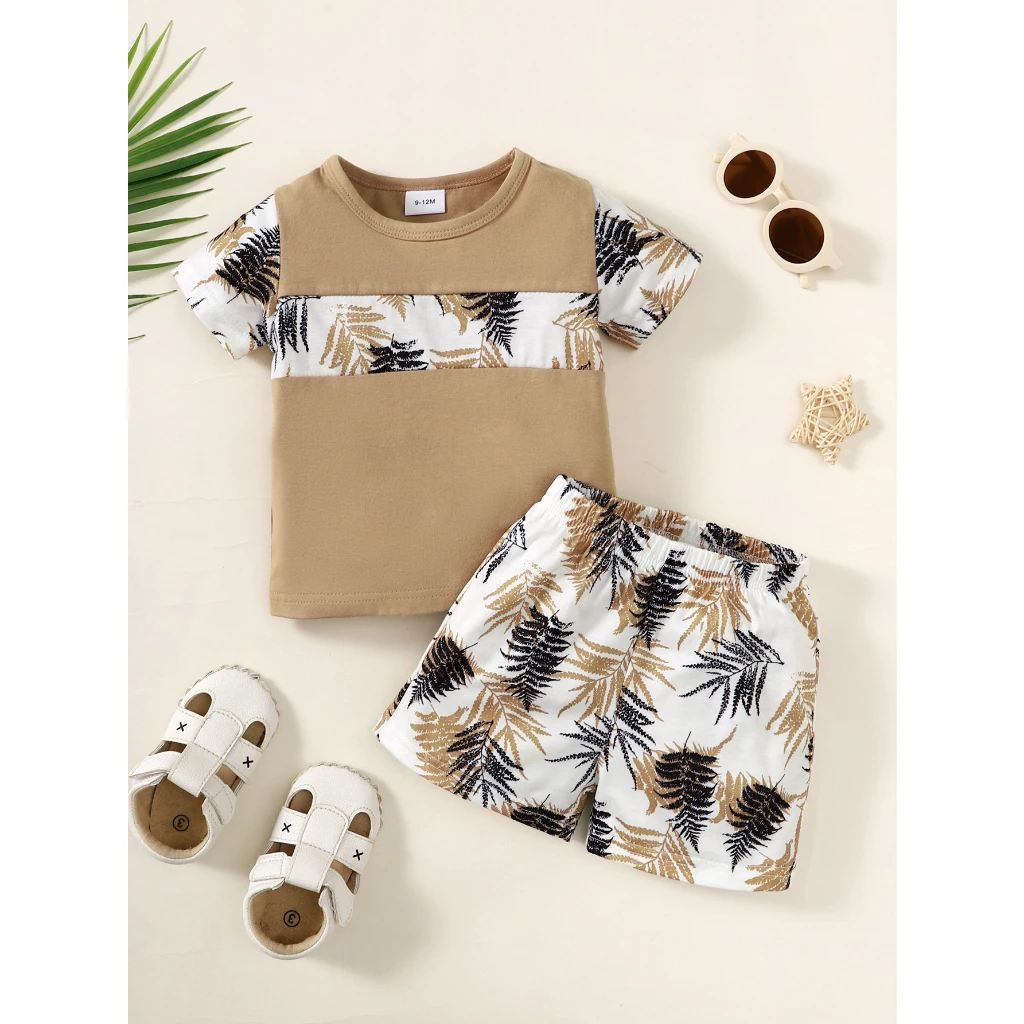 1-3 Years Baby Boy Clothes Set Short Sleeves Top+Shorts 2PCS Summer Daily Casual Outfit Toddler Boy Beach Style Clothing