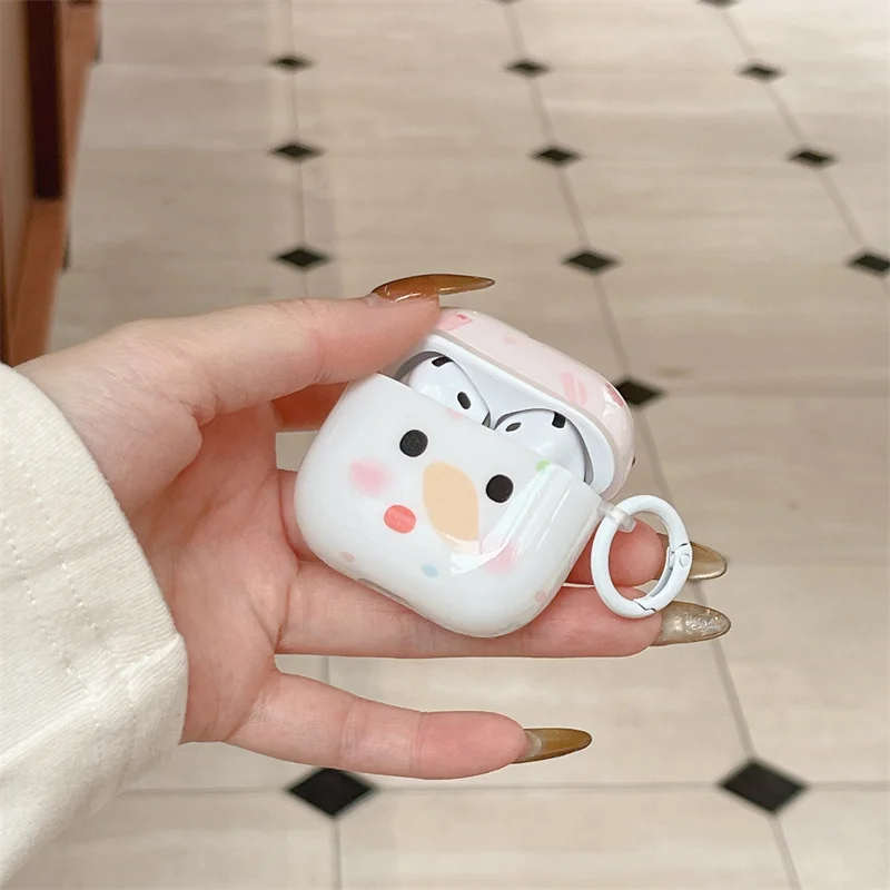 Kawaii Snowman Earphone Case For Apple Airpods 4 3 Pro 2 Cover with Charm Silicone Headphone Charging Cases For Airpod 3 4 Funda