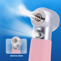 Handpiece dental com luz LED rosa, spray de água, botão, caneta de rotação de alta velocidade, nanoterapia, cerâmica, rolamento