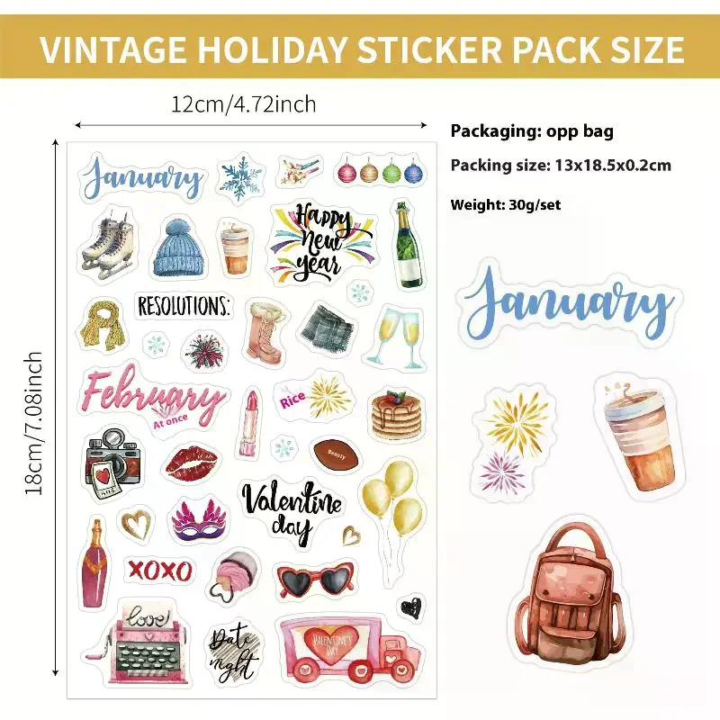 210pcs Planning Stickers Cartoon Daily Notes With Festive Theme Creative Journaling Planning Stickers Paper Labels For Notebook