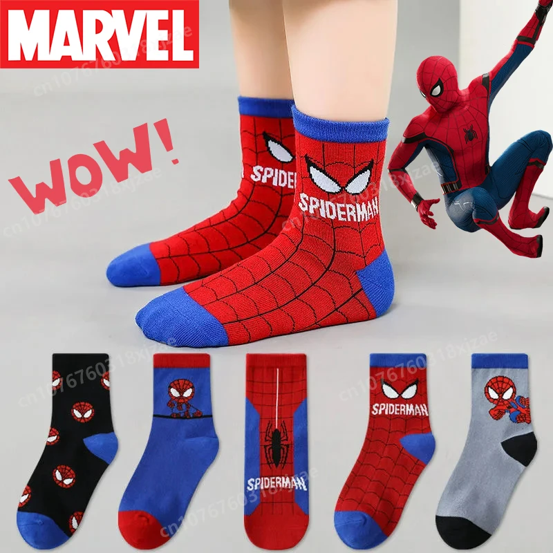 

Disney Spider-man Socks Super Comic Figures Peripherals Children's Hero Cotton Ventilate Shorts Sock Boys Autumn Winter Gifts