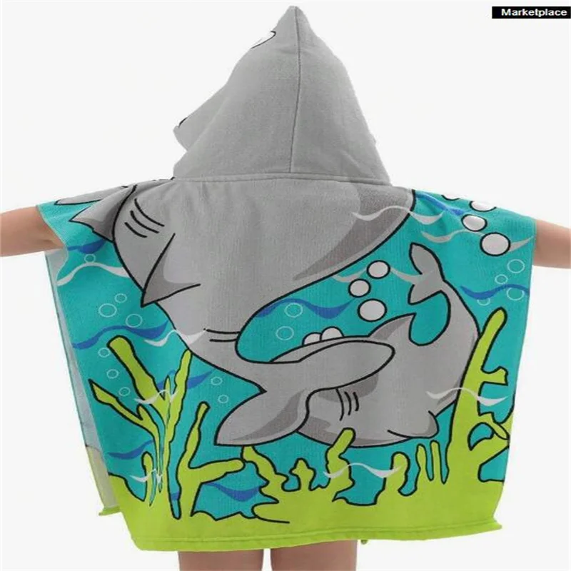 Kids Boys 1-5 Years Old Bathrobe Newborn Towel for Kids Shark Dress Up Kids Poncho Cape Kids Beach Towel Poncho Hooded Baby