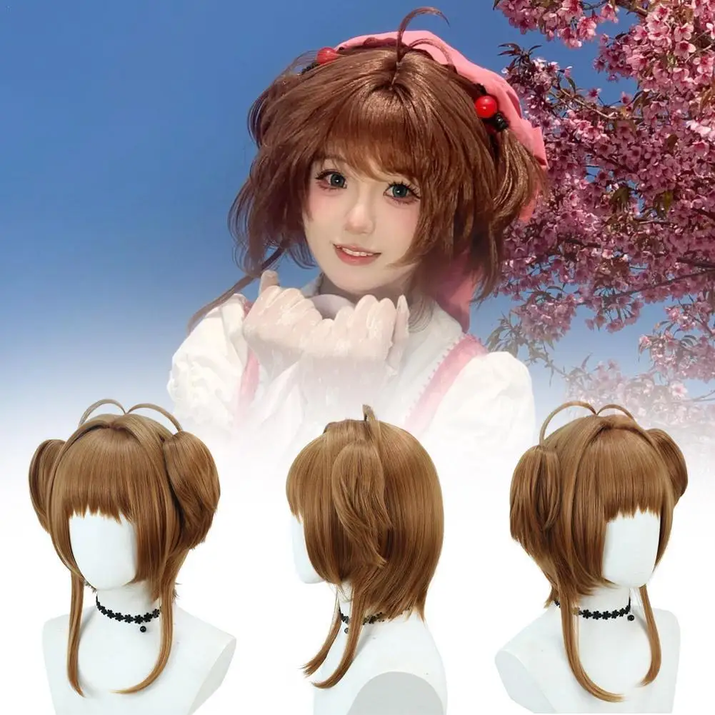 

Anime Cosplay Costume Wigs Short Brown Heat Resistant Synthetic Hair Halloween Party Wigs