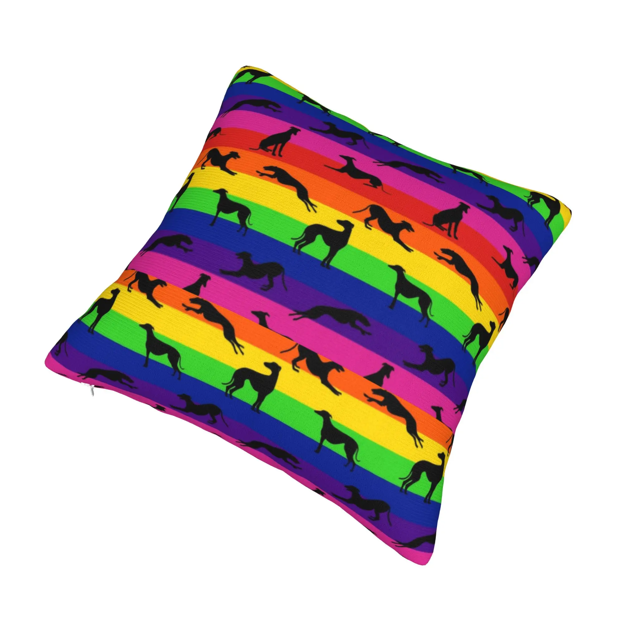 Greyt Greyhound Rainbow Pillow Case 45x45cm Decor Home Luxury Whippet Sighthound Dog Cushion Decoration Salon Square Pillowcase