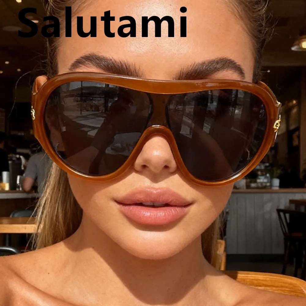 2026 New Fashion One Piece Square Large Sunglasses for Women Men Vintage Brand Black Gradient Stripe Sun Glasses Outdoor Eyewear