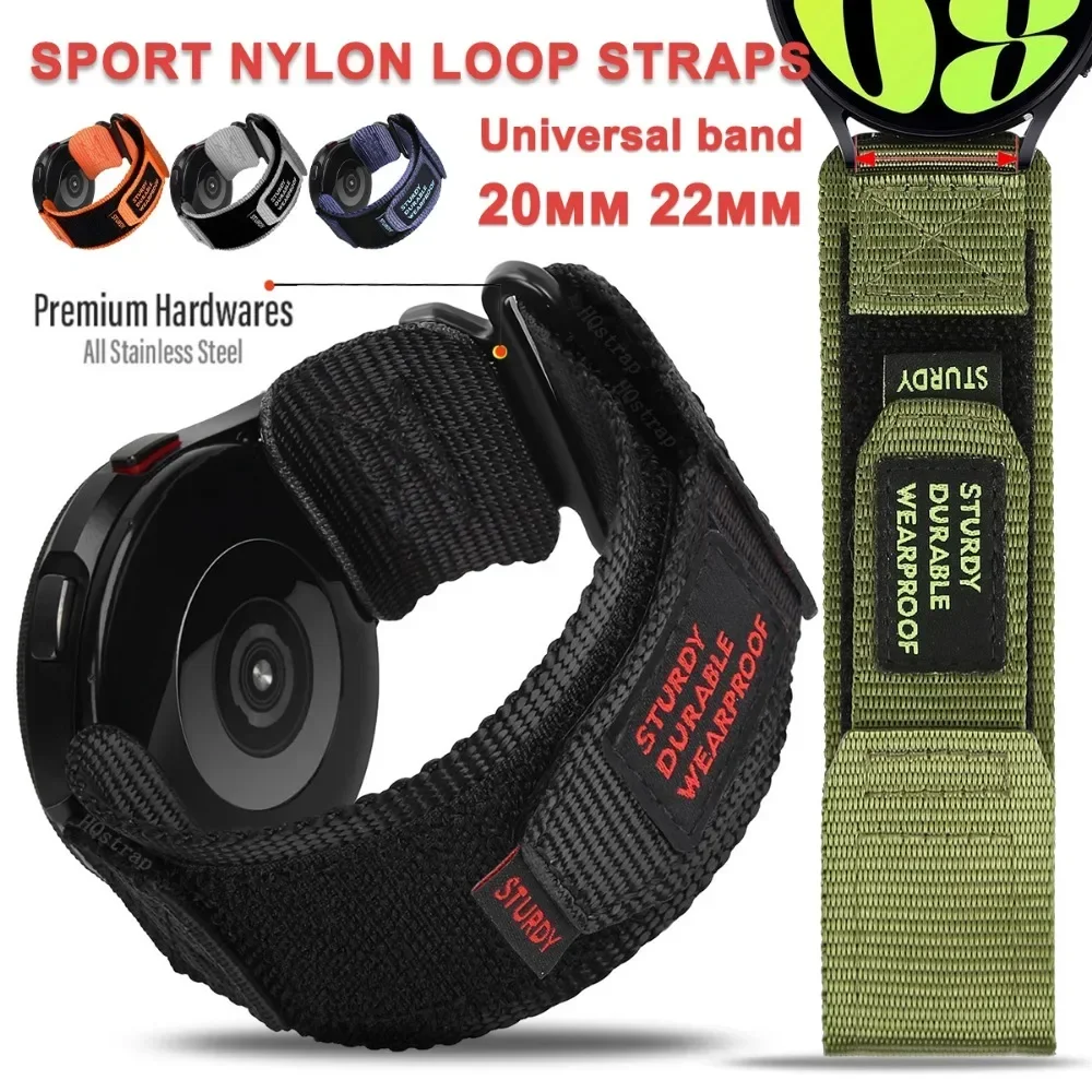 Quick Release 20mm 22mm Sport Nylon Loop Universal Strap for Samsung Watch 6 5 4 3 for Huawei Watch Band for Amazfit Bracelet