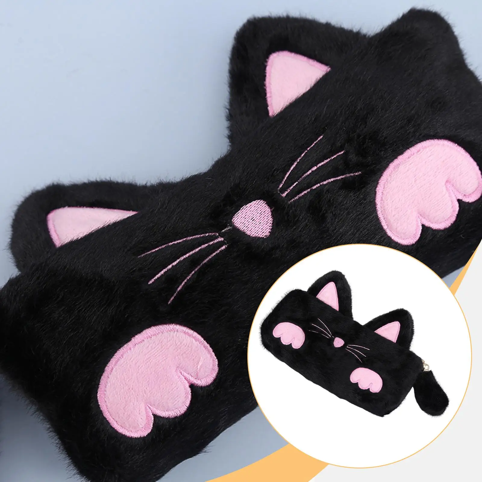 

Plush Pen Case School Office Supplies Large Capacity Black for Boys Girls