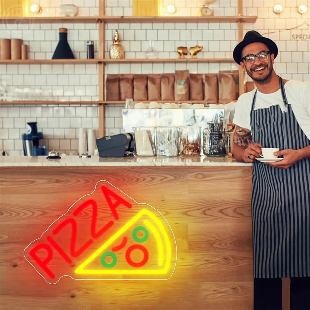 Pizza Neon Sign LED Light Pizza Shop Fast Food Restaurant Neon Indoor LED Lamp For Store Business Sign Wall Decoration Neon