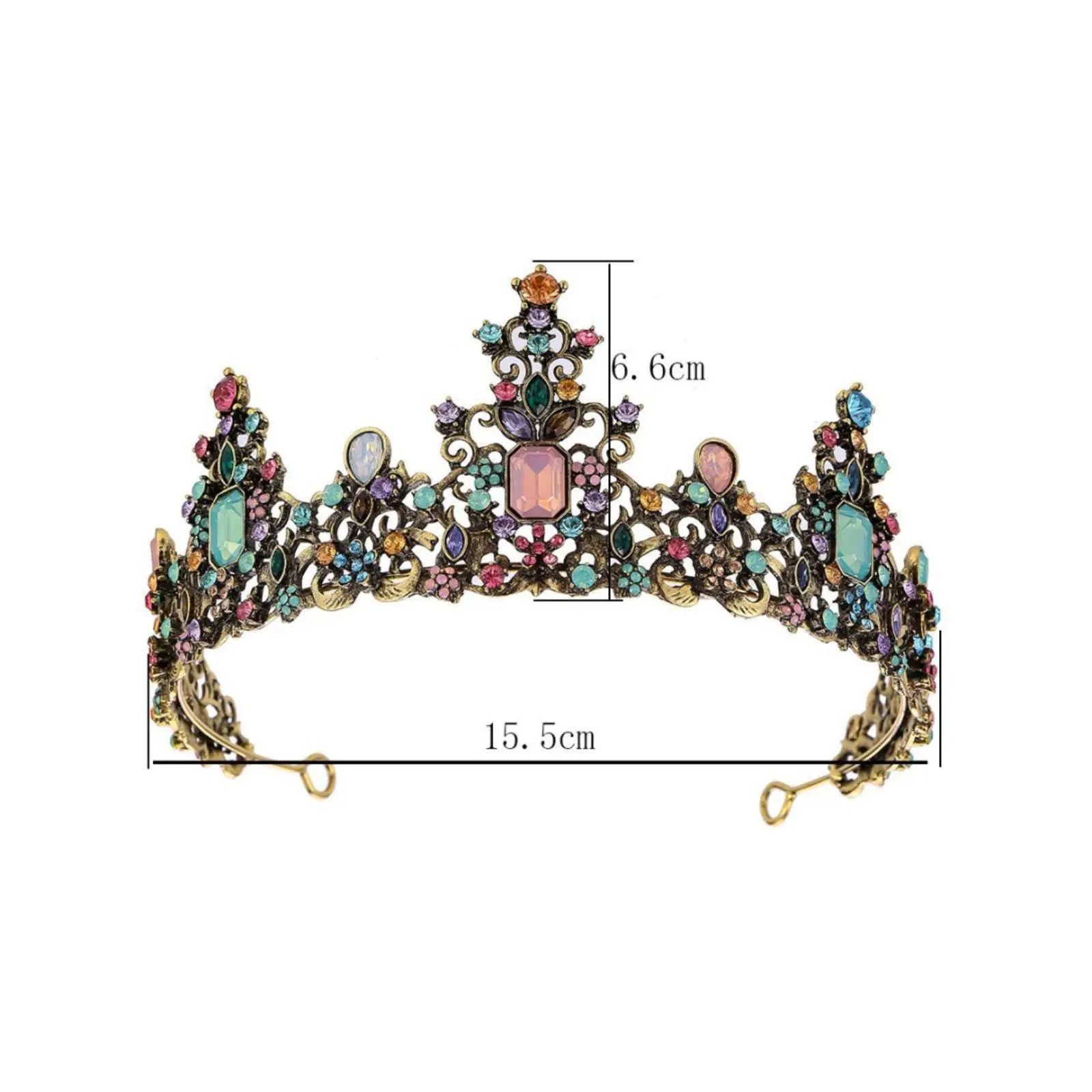 Vintage Alloy Bridal Crown Royal Rhinestone Headpiece Jewelry for Wedding Princess Prom Party - view 2