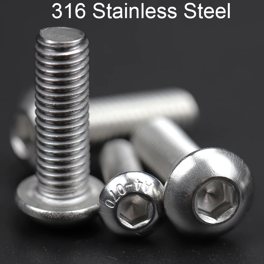 M3 M4 M5 M6 M8 M10 ISO7380 A4 316 Stainless Steel Marine Metric Inner Hex Hexgaon Socket Cap Button Round Allen Head Screw Bolt