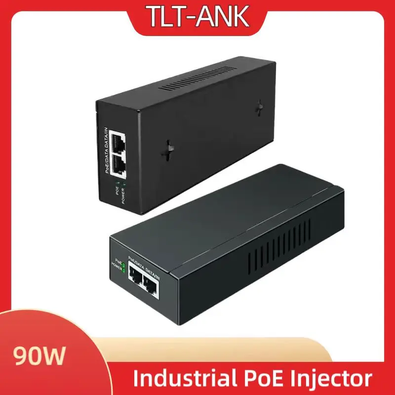 90w 60w Dual Port Standard 48V Gigabit PoE Power Supply IEEE 802.3bt PoE Injector PoE adapter With Surge Protector 6KV