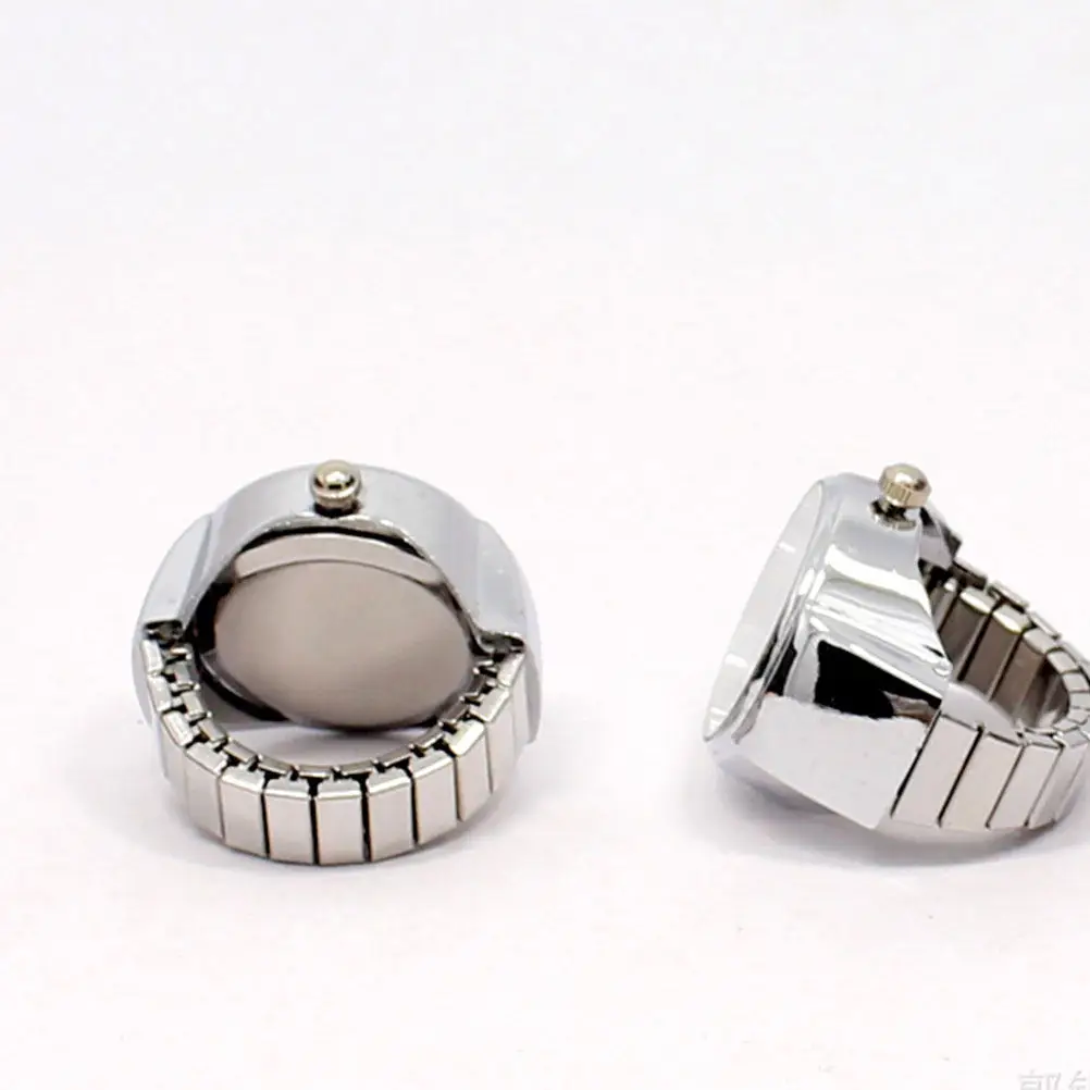 2Pcs Stylish Couple Quartz Ring Watch Finger Wear Mini Time Creative Gift Accessory for Women Men Unique Fashion