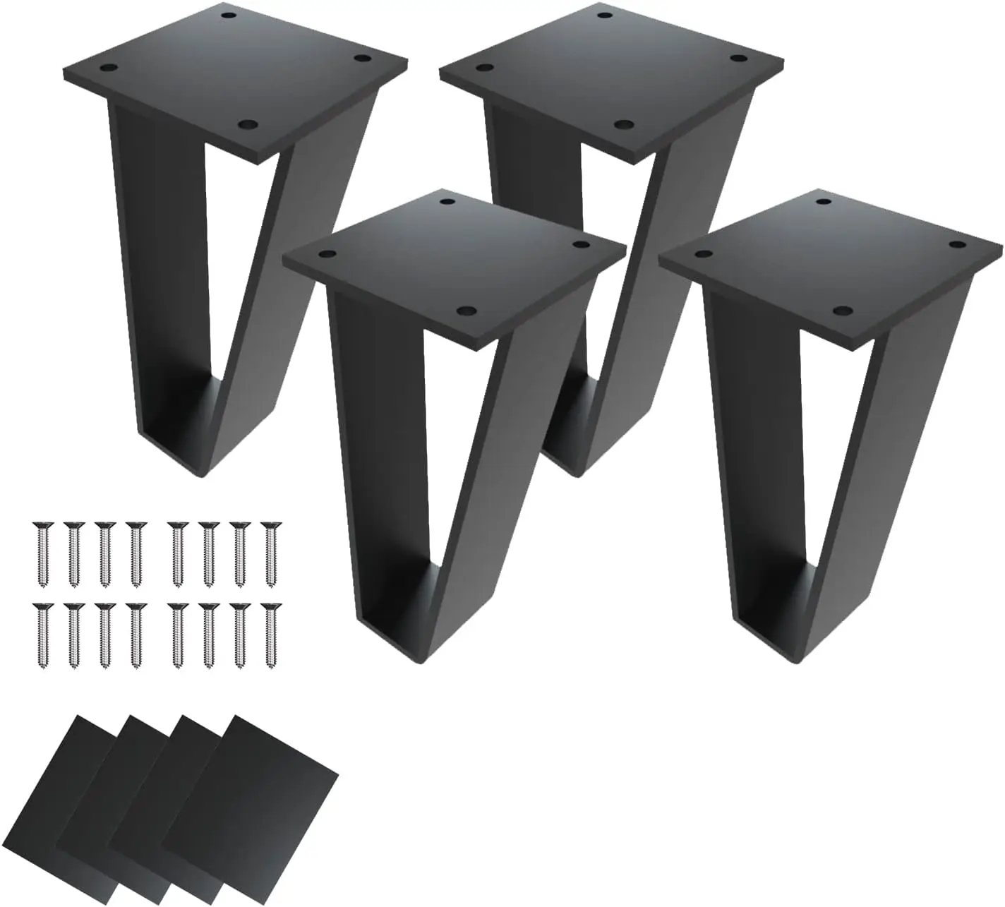 

6 inch Black Bench Legs Set of 4| Triangle-Shape Heavy Duty Table Legs Furniture Legs| Black Metal for Sofa Couch Dress