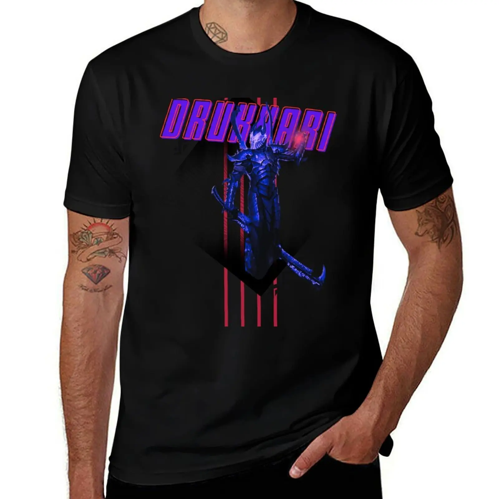 

Drukhari Dark Eldar Aeldari Space Elf Warrior Red Purple T-Shirt oversized t shirt men t shirts