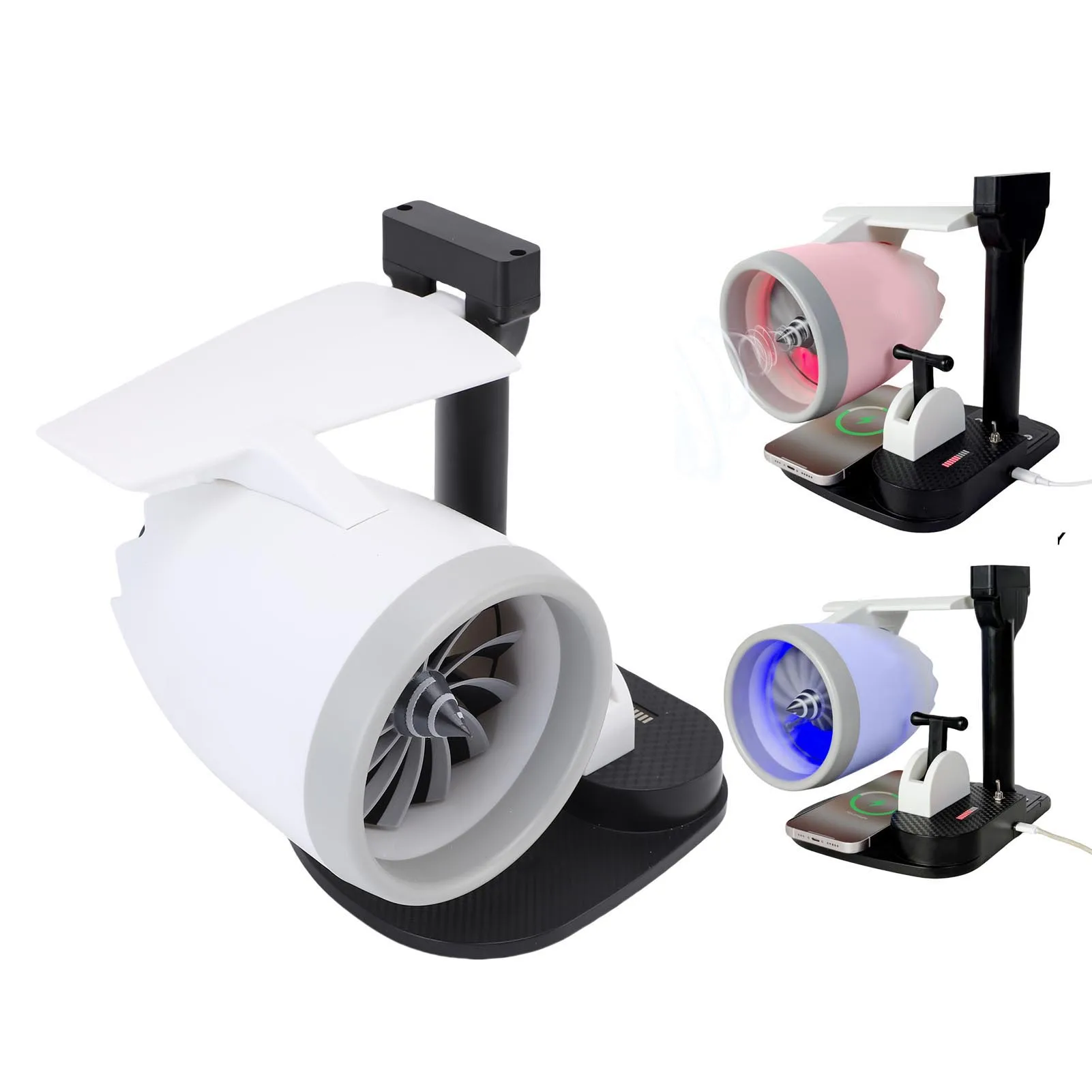 Adjustable Speed Desktop Fan 1.9A Input Desktop Turbine Fan 4000rpm 1W Engine Shaped Versatile USB with Tail Light for Office