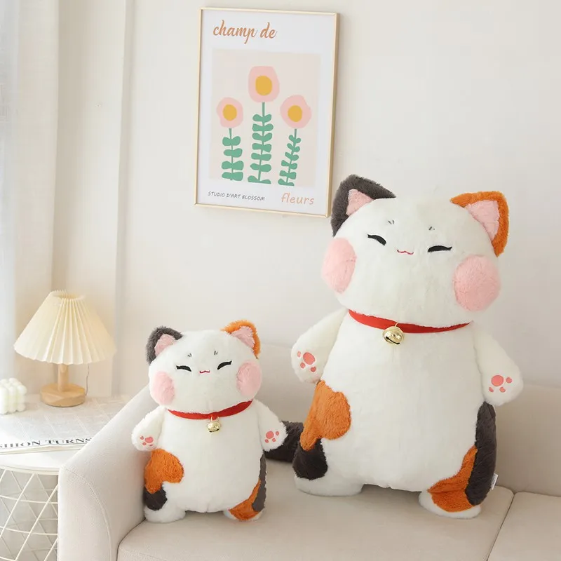 

42/75cm Japanese Fortune Cat Plush Toy Soft Cute Plushie Anime Pillows Cartoon Animal Stuffed Doll Girls Valentine Day Gifts