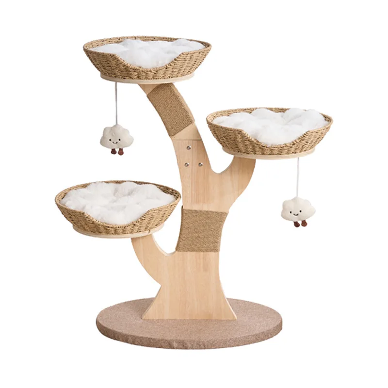 &c High-quality Multi-functional Minimalist Solid Wood Multilayer Board Summer Cooling cat Tree Integrated cat Climbing Frame
