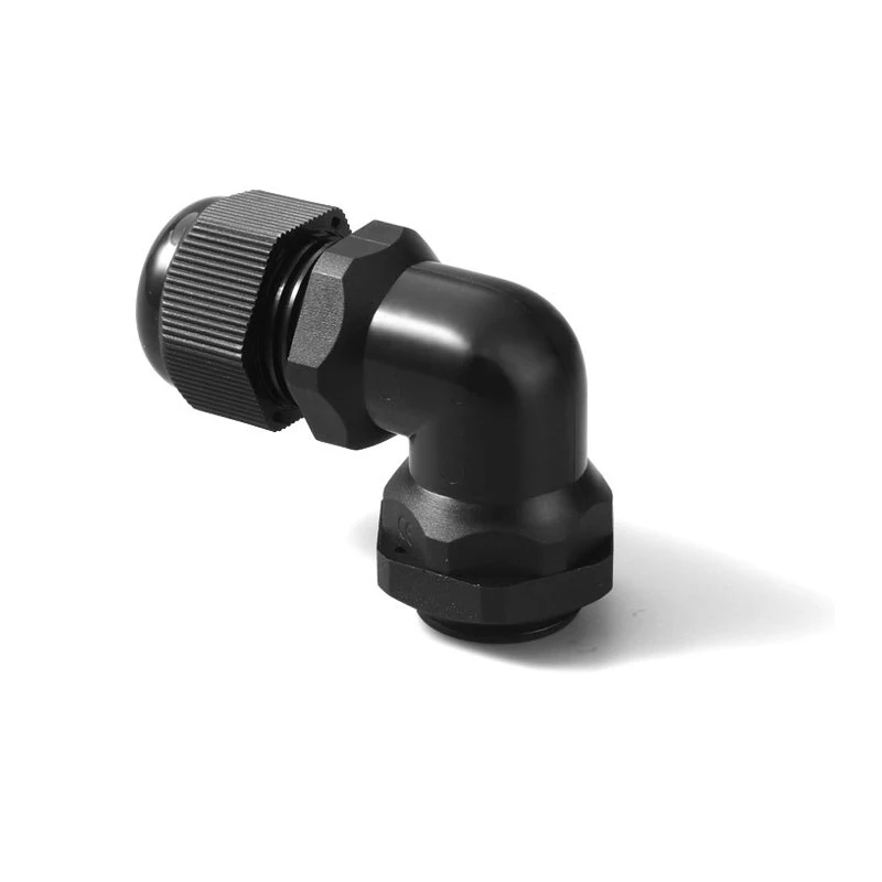 Cable de nailon resistente al agua, accesorio de plástico para rango de entrada, 90 grados, M12/m16/m20/m25