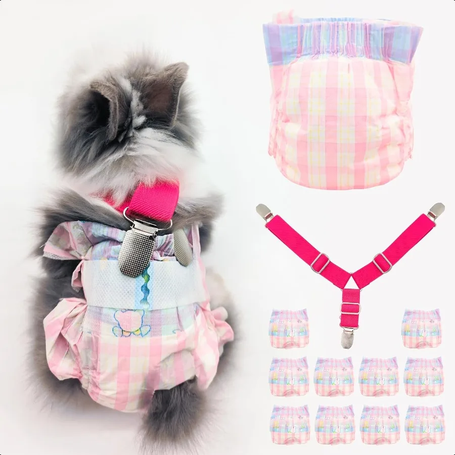 

Rabbit DiapersSmall Pee Pads with Rabbit Suspenders for Diapers Female Squirrel Diapers for Bunny Guinea Pig Kitten Hedgehog S
