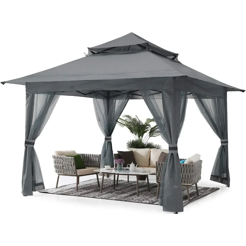 Imagem -06 - Pop up Gazebo com Mosquiteiro Canopy ao ar Livre Tenda para Pátio Jardim Quintal Gazebo 13x13