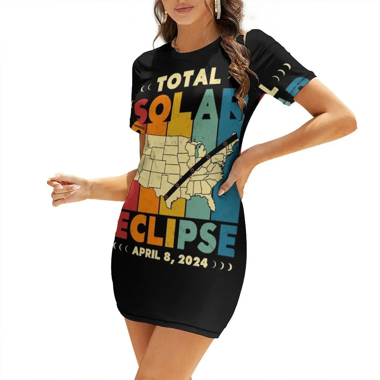 Total Solar Eclipse 2024 Short-Sleeved Dress sexy dress for women women's summer dresses 2026 women dresses Dress