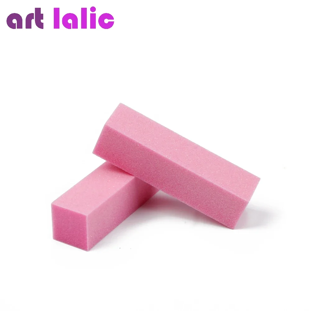 Bloco de lixamento para arte em unhas, acessórios de manicure e pedicure, amarelo e rosa, 2 tamanhos