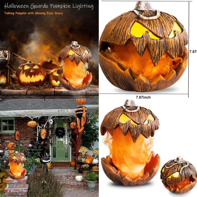 

Pumpkin Halloween Animated Prop Rising Falling Terrifying Sound Atmosphere Light Scary Haunted House Party Decoration Gifts New