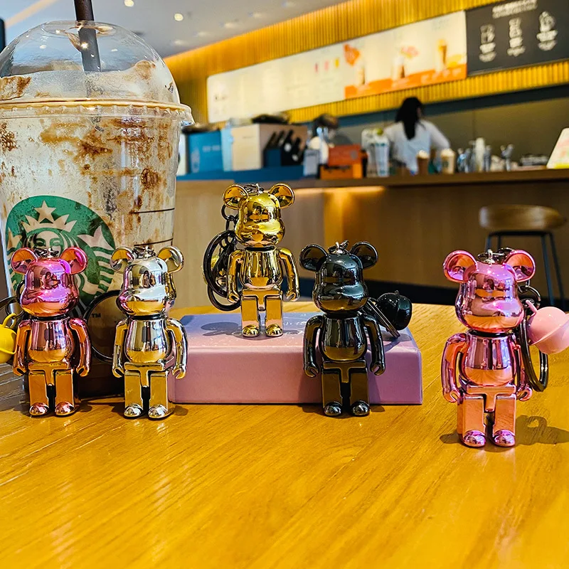 High Quality Black White Bear brick Action Figures Block Bear PVC DIY Keychain Keyring Pendant Paint Doll Mini Brick Figure Toys
